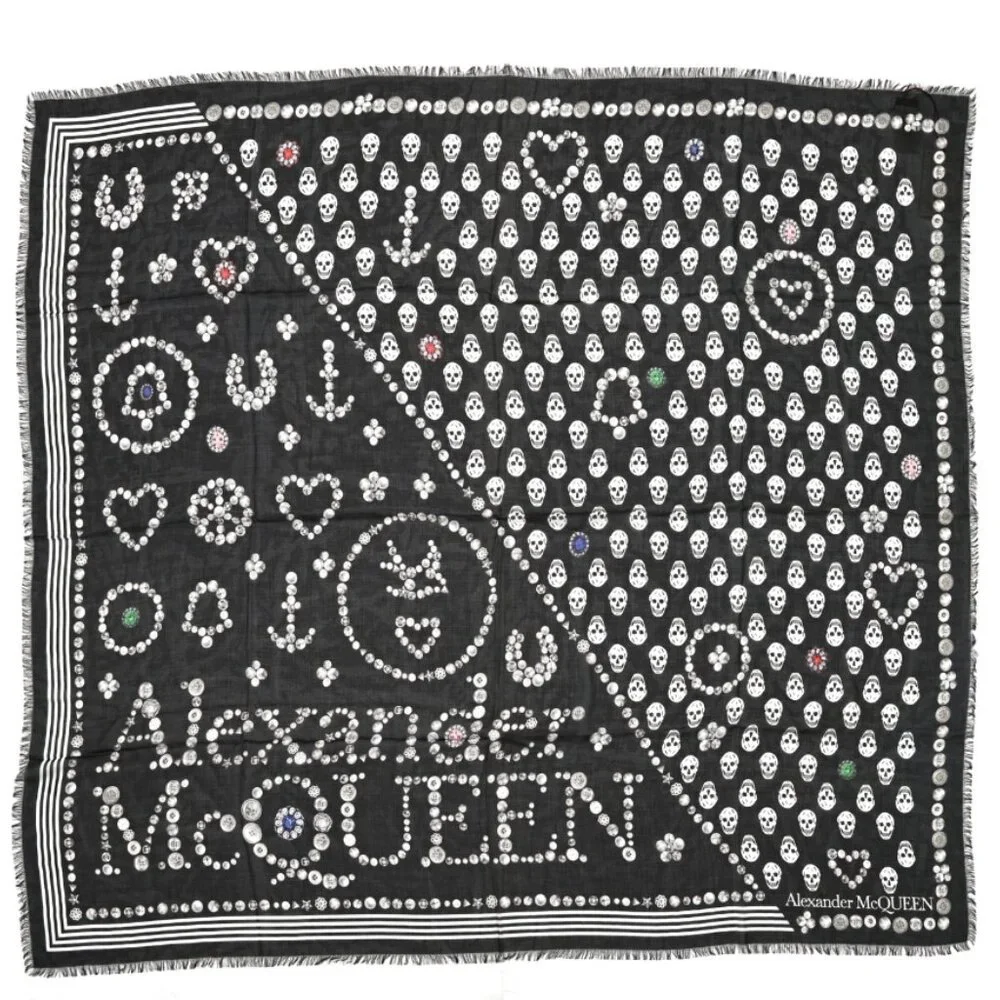 NEW Alexander McQueen Jewelled Skull Scarf - Picture 4 of 6